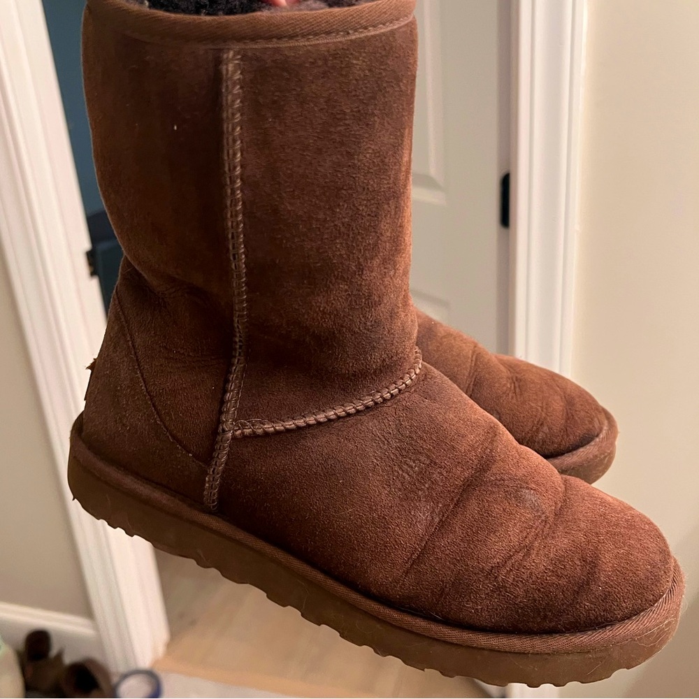 UGG classic short dark brown boots.